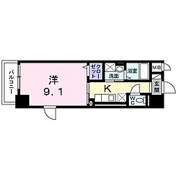 JR埼京線 北戸田駅 バス6分 美女木2丁目下車 徒歩10分の賃貸マンション 6階1Kの間取り