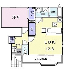 ピーノパストラル7 1階1LDKの間取り