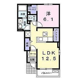 サニーヒルズＡ 1階1LDKの間取り