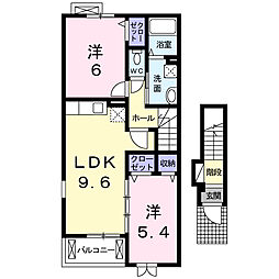 サニー　レジデンス 2階2LDKの間取り