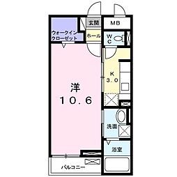 オネスティーユーセレノ 1Kの間取図画像