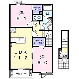 シャン・ド・フルール1 2LDKの間取図画像