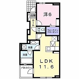 エスポワール真伝2 1LDKの間取図画像