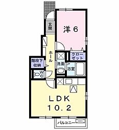 多摩都市モノレール 上北台駅 徒歩22分の賃貸アパート 1階1LDKの間取り