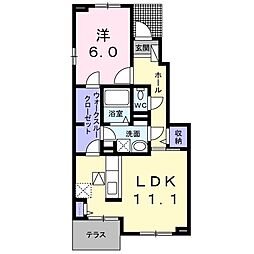 ビオーラ松山A 1LDKの間取図画像
