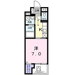 マーレーモンティーVI 4階1Kの間取り