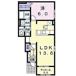 ライフ2 1LDKの間取図画像