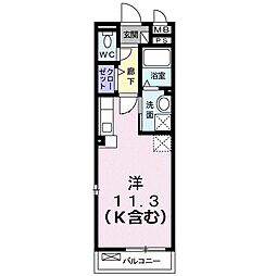 JR筑肥線 波多江駅 徒歩3分の賃貸アパート 2階ワンルームの間取り