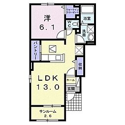 プリーマ・ヴィラA 1LDKの間取図画像