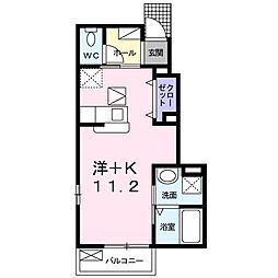 JR横浜線 相原駅 徒歩19分の賃貸アパート 1階ワンルームの間取り