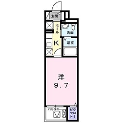 コスモ・ガーデン上足洗 1Kの間取図画像