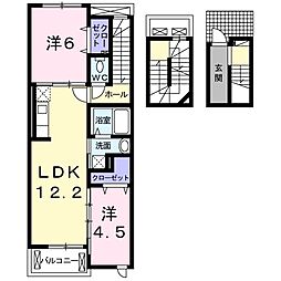 カーサエテルノ 3階2LDKの間取り