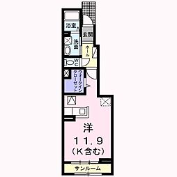 Ｈ・ＰＬＡＣＥ 1階ワンルームの間取り
