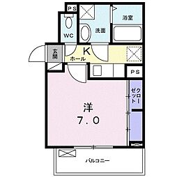 グレイスコート 1Kの間取図画像