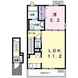 名古屋市営東山線 本郷駅 バス15分 極楽西下車 徒歩2分の賃貸アパート 2階1LDKの間取り