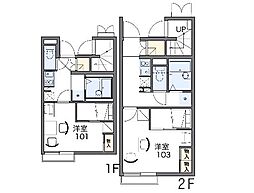レオパレスオリエントコーポ 1階1Kの間取り