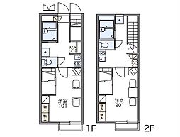 レオパレスシェロスII 1階1Kの間取り