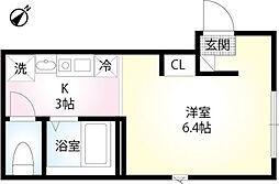 ポルトボヌール黄金町 1階1Kの間取り