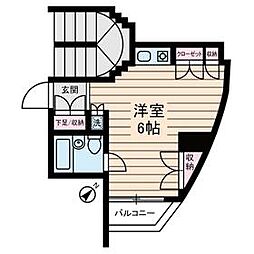 都営三田線 新板橋駅 徒歩7分の賃貸マンション 3階ワンルームの間取り