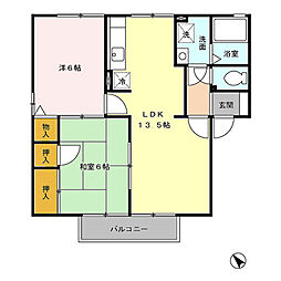 エレガンス 2階2LDKの間取り