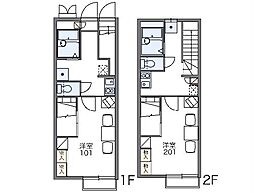 JR上越線 高崎問屋町駅 徒歩12分の賃貸アパート 1階1Kの間取り
