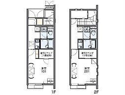 東武伊勢崎線 川俣駅 徒歩10分の賃貸アパート 2階1Kの間取り