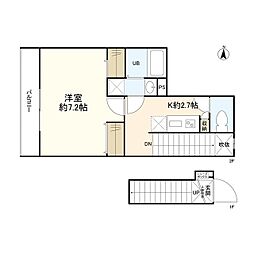 東京メトロ丸ノ内線 四谷三丁目駅 徒歩5分の賃貸マンション 2階1Kの間取り