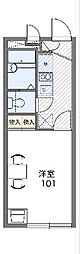 レオパレスレクエルド 2階1Kの間取り