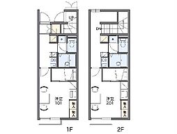 レオパレスサンシャインII 1階1Kの間取り
