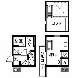 名鉄常滑線 大同町駅 徒歩5分の賃貸アパート 1階1Kの間取り