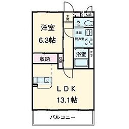 アルバクオーレA・B 3階1LDKの間取り