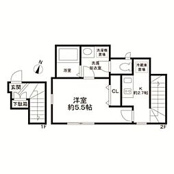 都営大江戸線 中井駅 徒歩5分の賃貸アパート 2階1Kの間取り