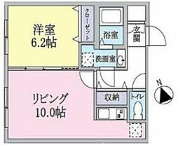 クラージュ中野 1階1LDKの間取り