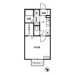 ボンヌ・シャンス八幡 1Kの間取図画像
