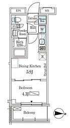 東武伊勢崎線 とうきょうスカイツリー駅 徒歩10分の賃貸マンション 9階1DKの間取り