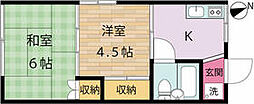 ポプラハイツ 1階2Kの間取り
