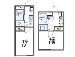 レオパレスＲａｆｆｉｎｅｅ 2階1Kの間取り