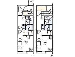 JR両毛線 伊勢崎駅 バス25分 赤堀郵便局前下車 徒歩13分の賃貸アパート 1階1Kの間取り