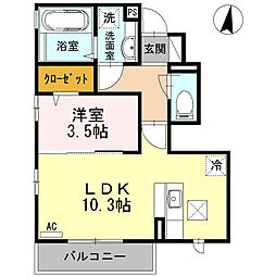 Good　Wood西が丘 1階1LDKの間取り