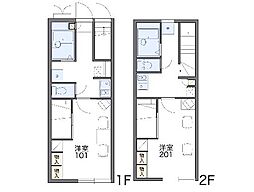 レオパレスエフ・ニイジマII 1階1Kの間取り