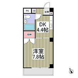トーシンハイツ東品川 1Kの間取図画像