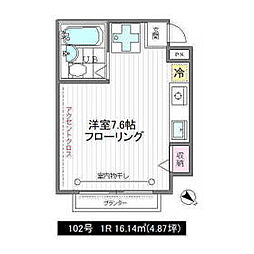 サニーコーポ 1階ワンルームの間取り