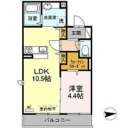 グラン・メール 2階1LDKの間取り