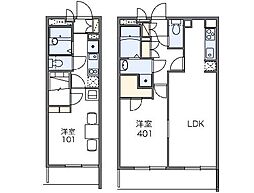 レオパレスヴィハール南六郷 3階1Kの間取り