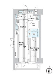 東京メトロ半蔵門線 錦糸町駅 徒歩13分の賃貸マンション 4階1LDKの間取り
