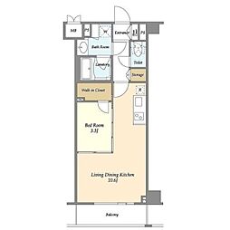 小田急小田原線 代々木八幡駅 徒歩9分の賃貸マンション 2階1LDKの間取り