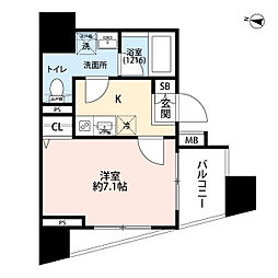 プレール・ドゥーク大森町 11階1Kの間取り