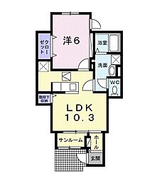 名古屋市営鶴舞線 浄心駅 徒歩18分の賃貸アパート 1階1LDKの間取り
