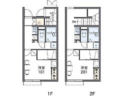 JR中央本線 竜王駅 徒歩15分の賃貸アパート 1階1Kの間取り