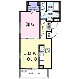 ニューポート千波 1階1LDKの間取り
